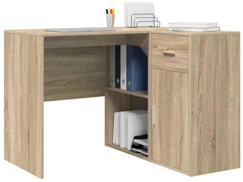 vidaXL Hörnskrivbord med låda Sonoma-ek 102 x 88 x 75 cm, Modern L-formad skrivbord, hållbar hörnavdelning, effektivt hemkontor, funktionell ergonomisk skrivyta