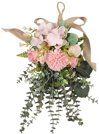 perfk Künstlicher Blumenkranz, Chrysanthemen-Kranz, kreativer Türkranz für, Fenster, Hof, Wohnung, Partyzubehör, Rosa
