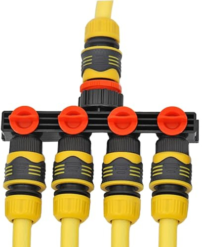 Robinet séparateur | raccord anti-goutte pour tuyau de jardin, valve à 4 voies pour installations d'irrigation à goutte et arroseur pour jardin et lavage de voiture extérieur