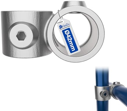 GeZu Impex Raccordo Incrociato A 90 Gradi Ø42mm | Zincato a Caldo Morsetto per Tubo Argento Unione Incrociata 90° Fitting con Morsetto a Chiave