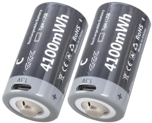 Fast Charging C Batteries USB Lithium Cells 2H Full Charging 1000Recharges Builts In Circuit Protections 2pcs Rechargeable Cell Batteries