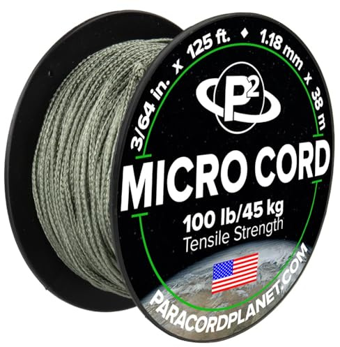 Paracord Planet Micro Paracord – Thin Braided Cord for Crafting, Fishing, and DIY Projects in 125 ft Spools – Foliage Green