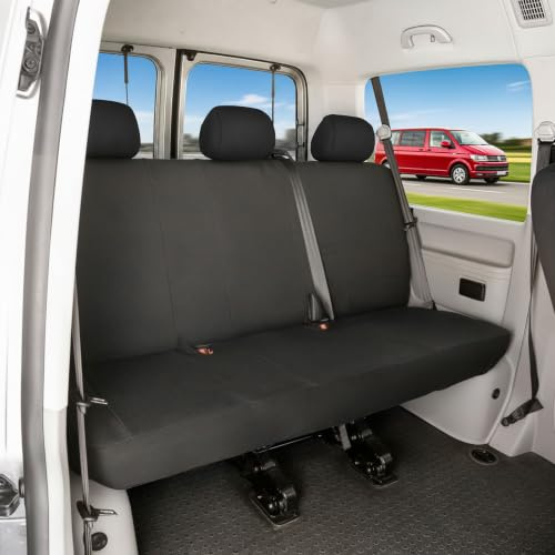 WALSER Passform Auto-Sitzbezug, Transporter-Schonbezug Stoff kompatibel mit VW T5, 3er Bankbezug
