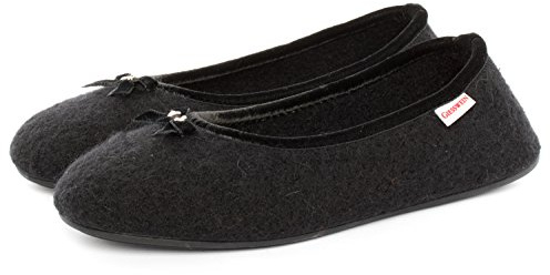 GIESSWEIN Hausschuh Hohenau - Geschlossene Filz Pantoffeln im Ballerina Design, Warme Damen Hausschuhe mit Rutschfester Sohle