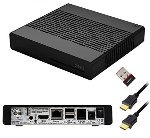 VU+ Zero Black Digital Sat TV Receiver 1x DVB-S2 Tuner SAT Linux FullHD HDMI 2X USB, 12V Externe Netzteil mit WLAN-Stick 150 Mbits