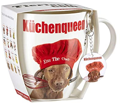 Ritzenhoff & Breker Jumbotasse mit Anhänger, Küchenqueen, 600 ml, Geschenkset mit Hund-Motiv