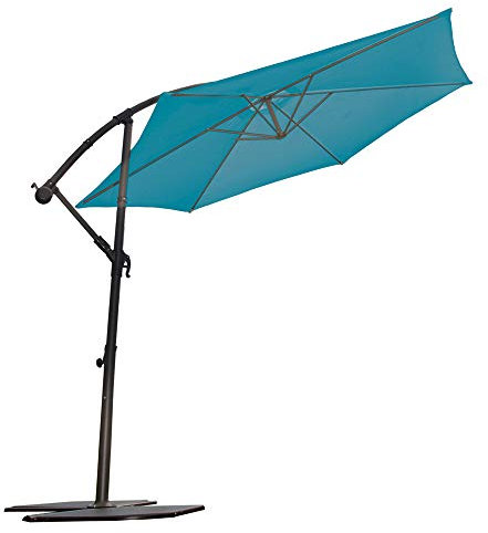 Parasol SuperKing Mât Aluminium Déporté Ø3m - Système d'Ouverture à Manivelle - Partie Supérieure Inclinable - Toile Polyester et Structure Robustes - Hauteur Réglable - Gris Perle - Ozalide