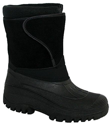 Adults Waterproof Sole Fur Lined Rain Snow Ski Mucker Boots Size 3-8 (UK7, Black Suede LS89)
