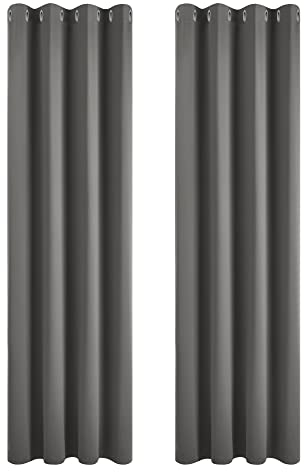 Deconovo Blickdicht Gardinen mit Ösen für Schlafzimmer Thermogardine Kälteschutz Vorhang Blickdicht, 210x140 cm(HöhexBreite), Dunkelgrau, 2er Set