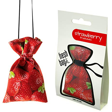 Fresh Bags Fraise Parfum Voiture - Desodorisant Voiture - Vivifiant Senteur Voiture Fraise - 3 Pièces Livraison Gratuite
