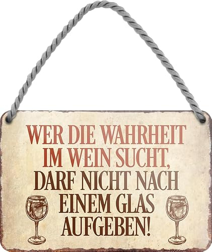 schilderkreis24 Blechschild Wein-Sprüche – Deko für Küche, Hausbar & Vinothek: (Wer die Wahrheit im Wein2)