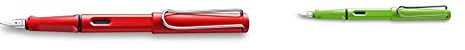 LAMY safari Füllhalter 016 – Moderner Füller in der Farbe Rot mit ergonomischem Griff– Federstärke M & safari Füllhalter 013– Moderner Füller in der Farbe Grün mit ergonomischem Griff – Federstärke M