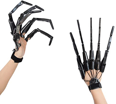LONGLU Halloween Articulé Crâne Doigts Devil Claws Cosplay Gants Fit pour Tous Les Doigts Souple Spider Main
