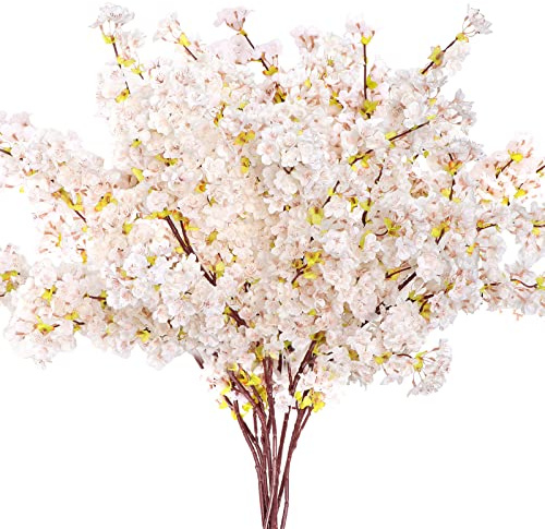 Giegxin Juego de 8 Ramas de Cerezo de Seda, Tallos de árbol de Cerezo, Flores Artificiales de Tallo Largo para jarrón Alto, Flores de Cerezo para el hogar, jarrón de Boda, arreglos Florales, 39.37