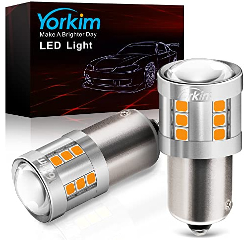 Yorkim 1156 LED Bulb Amber, high brightness 300% Super Brighter LED Turn Signal Lights, BA15S P21W 7506 1003 1141 Led Bulbs for Car Turn Signal Blinker Lights, Pack of 2