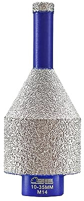 SHDIATOOL Diamantbohrer für Harte Fliesen Finger Fräsen Bits Diamant-Fasenbohrer M14 Gewinde Shaping Schleifen Anschrägung Keramik Fliesen Granit Vergrößern Fase Löcher Säge, 10-35mm