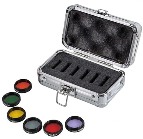 1.25Inch Telescope Filters Kit 6PCS Telescope Color Filter Set with Aluminum Storage Box Telescopes Eyepieces Accessories Colorful Filter (6PCS)