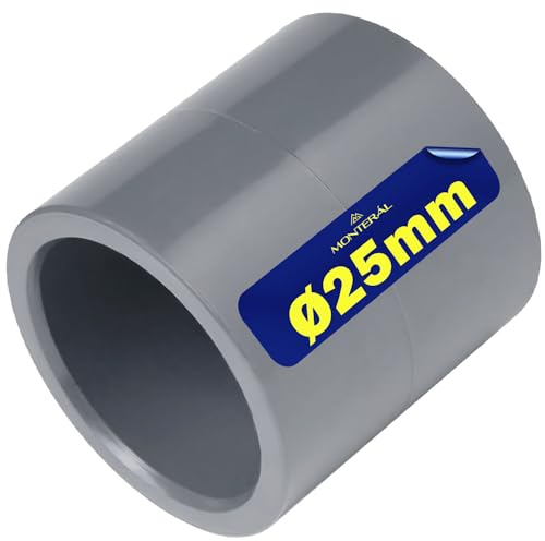 Rohrverbinder Muffe PVC U Ø 25 mm die Klebemuffe Wird zur Verbindung Zweier | Rohre Verwendet - Garantie 10 Jahre - MONTERAL