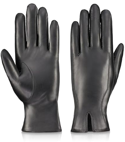 BETLEWSKI - Damen Handschuhe aus Schafsleder gefüttert - Warme Lederhandschuhe für Damen in Schwarz mit Futter - klassische Winterhandschuhe mit weichem Innenfutter Modell- Chloe - XXL