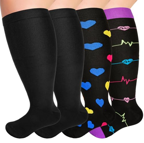 NEWIROVE Kompressionsstrümpfe Damen Dicke Waden Damen Flug XXl Minasamed Kompressionsstrümpfe Herren Damen Übergröße Stützstrümpfe für Fitness,Reise, Arbeit