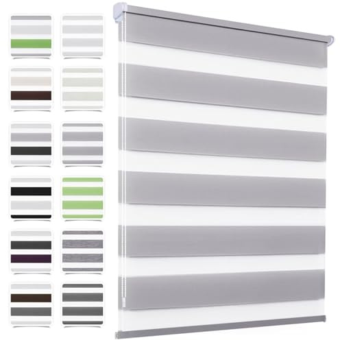 MupFup Doppelrollo Klemmfix ohne Bohren 85x160cm(BxH) Grau,Rollo Klemmrollo mit Lichtdurchlässig und Verdunkelnd/Höhe Stufenlos Verstellbar für Schlafzimmer,Badezimmer,Wohnzimmer Fenster und Tür