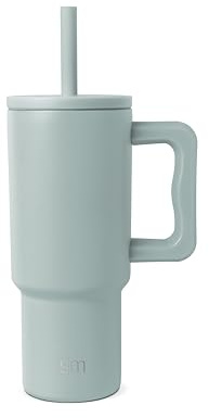 Simple Modern Kids 24 oz Tumbler with Handle and Silicone Straw Lid | Spill Proof and Leak Resistant | Reusable Stainless Steel Bottle | Gift for Kids Boys Girls | Trek Collection | Sea Glass Sage