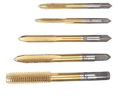 5-teiliges Manuelles Gewinde, Gewindebohrer-Bit M4, Schroefdraad-Gewindebohrer, Gewindebohrer-M4-Gewindebohrer-Set, Schnellarbeitsstahl-Gewindebohrer-Werkzeug M3, M4, M5, M6, M8