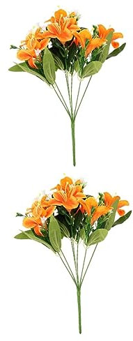 Warmhm 2stücke Man-Made Lily Flower Realistische Kunstblume Für Hochzeits Und Tischdekoration Köpfe Pflegeleicht Für Innen Und Außenbereich DIY Bastelmaterial