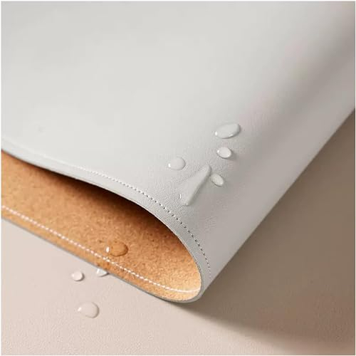 Großes Mauspad aus PU-Leder mit Naturkork, doppelseitiger Schreibtischschutz, wasserdicht, rutschfeste Computer-Schreibtischunterlage (Grau, 30 x 70 cm)