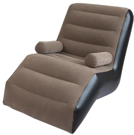 Folpus Aufblasbarer Lounge-Sessel, klappbar Sofastuhl, faules Sofa, weiches, verdicktes PVC, langlebige Gaming-Liege, Luftbank für Bett, Indoor- und Outdoor-Camping, Braun