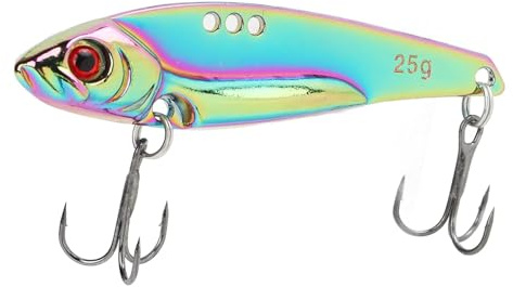 Blade Bait Angelköder, 25g 3D Metall Vib Blade Lure Künstliche Klinge Wobbler Swimbait Angelsets Crankbait Jigs Spinnerbait Lachs Forelle Angelausrüstung mit Drillingen Für Süßwasser Salzwasser