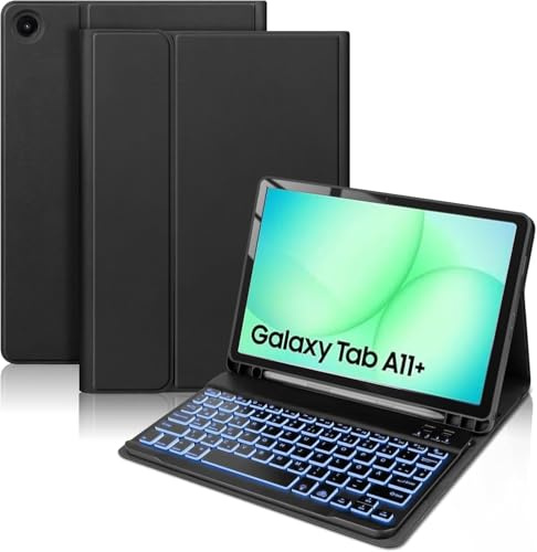 Custodia con tastiera retroilluminata per Samsung Galaxy Tab A9 Plus A9+ 5G 11 pollici 2023 SM-X210/X216/X218, custodia morbida con tastiera staccabile Bluetooth wireless magnetica tastiera per tablet