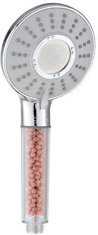 Gedy Top 07 Pure Pommeau de douche, anti-calcaire, pierres naturelles, chrome, acier inoxydable AISI 304 et ABS, 3 modes de jet, économie d'eau, nettoyage facile