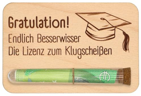 ZUKLA kleine Verpackung für Geldgeschenke 12 x 8 cm - Master Abschluss Geschenk - Bachelor Geschenk - Geldgeschenk Verpackung Holz - Handmade