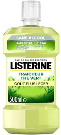 Listerine - Frisches Mundwasser Grüntee leichter Geschmack (500ml Flasche) - Tägliche Mundpflege - Alkoholfreies Mundwasser für langanhaltenden frischen Atem