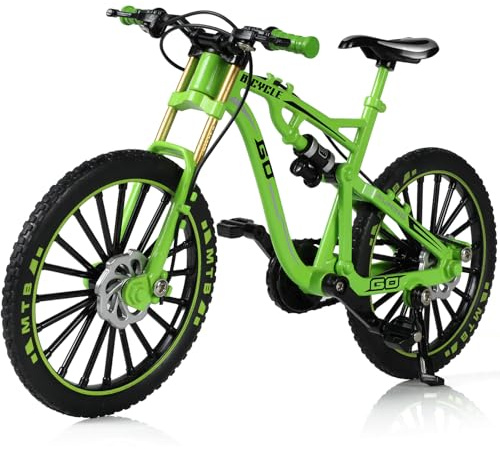 Risopen 1:8 Skala Druckguss Metall Mini Mountainbike Fahrrad Modell Spielzeug Finger BMX Spielzeug Desktop Dekoration Handwerk für Radfahren Liebhaber (Grün)