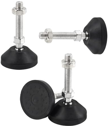 UTwaySteelPro M12 x 50 mm, 4 patas niveladoras con pernos, base antideslizante de nailon, patas ajustables para muebles