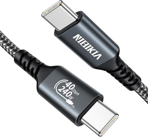 USB4 Kabel mit Thunderbolt 4 Kabel 1M, 40Gbps USB C Datenkabel, 8K@60Hz 4K@144Hz HDR Videokabel, Schnellladung 240W 5A PD3.1 für MacBook, iPad, iPhone 15 Pro, SSD, Docking Station, USB-C Monitor