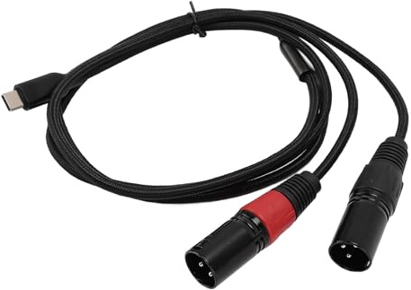 ASHATA Câble Audio USB C vers Double XLR Mâle, Câble de Type C vers XLR Mâle, Câble USB C vers XLR 32 Bits 384 KHz pour Amplificateur, Mixeur, Haut-parleur, Téléphone, Ordinateur, (2m)