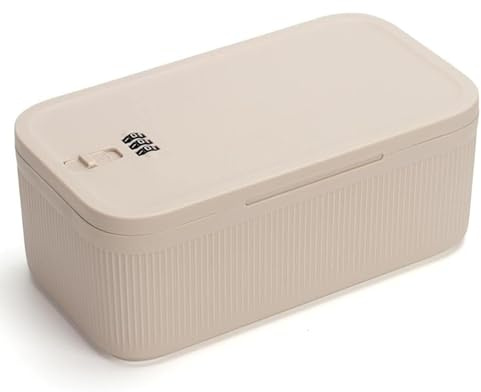 HIKENRI Abschließbare Box,Medikamenten Aufbewahrung,Medizinbox/Aufbewahrungsbox Mit Schloss,Phone Lock Boxs,Zeitschloss Box Für Küche/Home/School/Kühlschrank/Büro/Personal/Reisen (Beige)