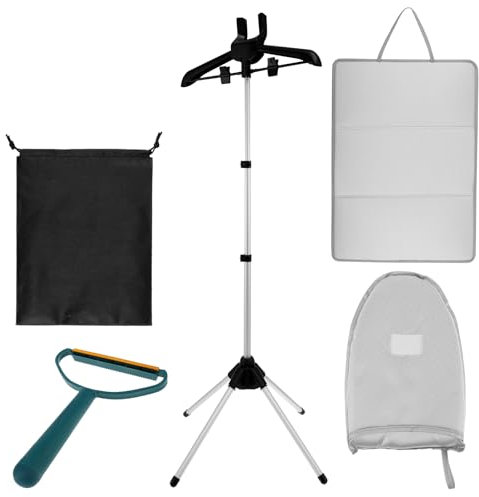 VAVPUP Percha para plancha de vapor, altura regulable, práctico soporte para plancha de vapor, giratorio 360°, soporte plegable para plancha de vapor, plancha de vapor de pie para vaporizar ropa