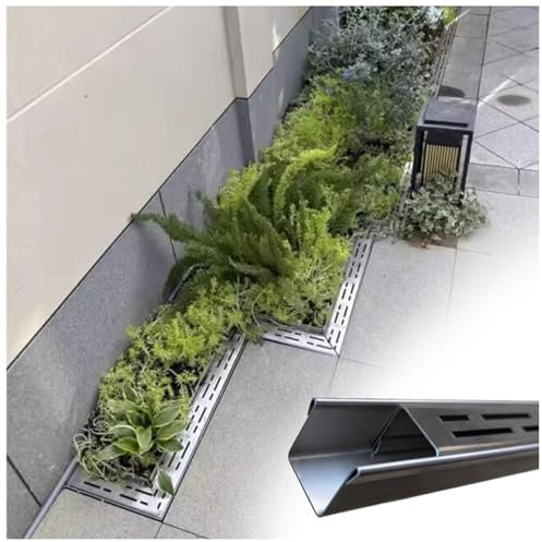 LXLZYXSF Entwässerungsrinne Ablaufgitter Auffahrt Rinnenabfluss Mit Metall-Gitterrost, Silber Außenbereich Terrasse Flache Entwässerung, Bodenablauf Linear Rechtwinklig(WxH-10x4cm/4x1.6in)