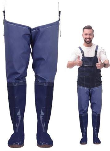 Generico Pantaloni da pesca con stivali, trampolieri per uomini - Waders 'anca di stockfoot con stivali,Pantaloni da caccia impermeabile in suolo soft swours scarpe d'acqua per uomini