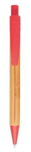 GFD AMBRA 50 Penne Personalizzate con Scritta e Logo - Penna a Sfera in Bamboo con Incisione Laser, Idea Personalizzabile Ufficio, Inaugurazioni, Fiere, Gadget Promozionali(50 Penne, Rosso)