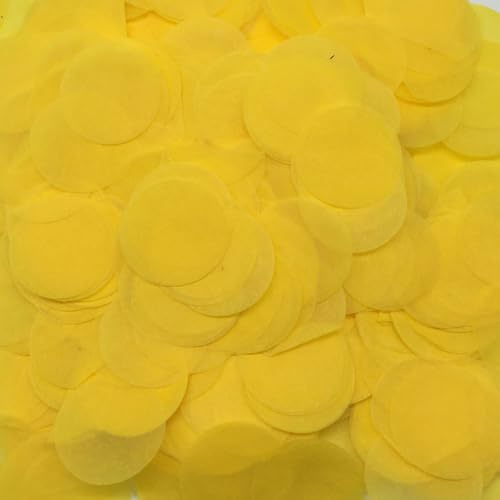 Blausky 50g Konfetti Bunt,2.5cm Groß Konfetti Mehrfarbig Runde Papierreste Papier Streudeko Glitter Tischdeko Confetti für Luftballons Geschenkbox Geburtstag Taufe Hochzeit JGA,Gelb