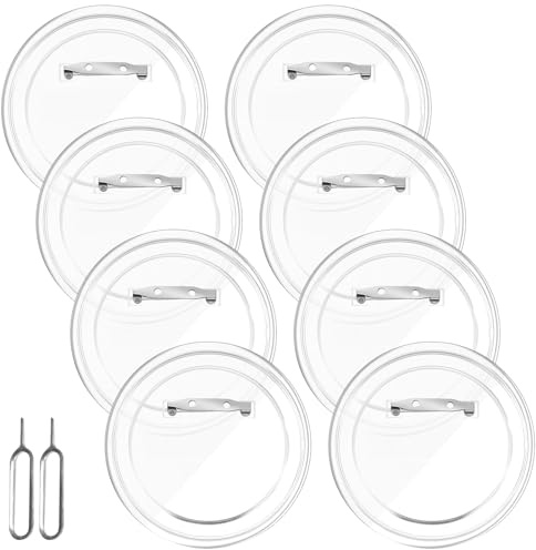 8 PCS Clear Button Custom Pins, 3 Inch Acrylic Blank Custom Pins with 2 Card Pin, Round DIY Photo Personalised Pin Badges, Make Your Own Badges Custom for Backpacks Jackets Hats Gifts DIY Craft