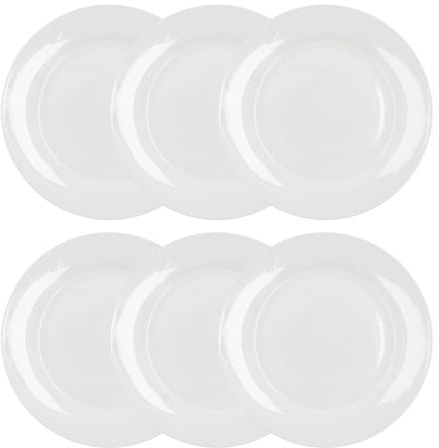 Bidasoa Set de 6 platos llanos Lis de porcelana 26,25 cm | Blanco, Porcelana, formato redondo, acabado brillo, 26,25 cm, 6 piezas, apilable, apto para microondas, apto para frigorífico