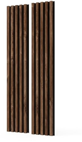MEBANO Panneaux Acoustiques MDF 2x (26,5x240 cm) Chêne Stirling sur Plaque Noire – Panneaux Muraux Bois Moderne