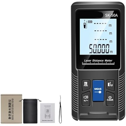 Intelligent Lasers Distance Display Meter Portable Hand Held Digital Measure Tool Roulette Rangefinder Shockproof(50m)