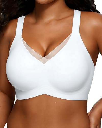 Curlady Wireless Bras for Women V Mesh Crossover Comfortable Supportive Bralette No Underwire Seamless Pushup Full Coverage Jelly Bra